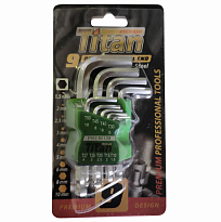 Набор шестигранников с шаром, малый 120мм (1,5-10мм) 9шт TITAN Premium CT120902-1